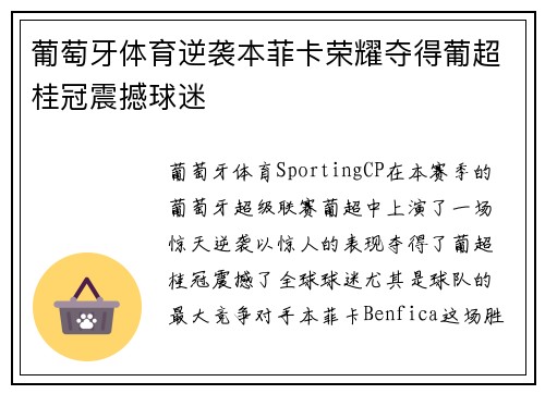 葡萄牙体育逆袭本菲卡荣耀夺得葡超桂冠震撼球迷 葡萄牙体育逆袭本菲卡荣耀夺得葡超桂冠震撼球迷